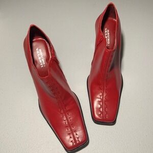 NIB Bruno Valenti Vintage Y2K Chunky Heel 10 Square Toe 90s‎ Booties Brazil Red